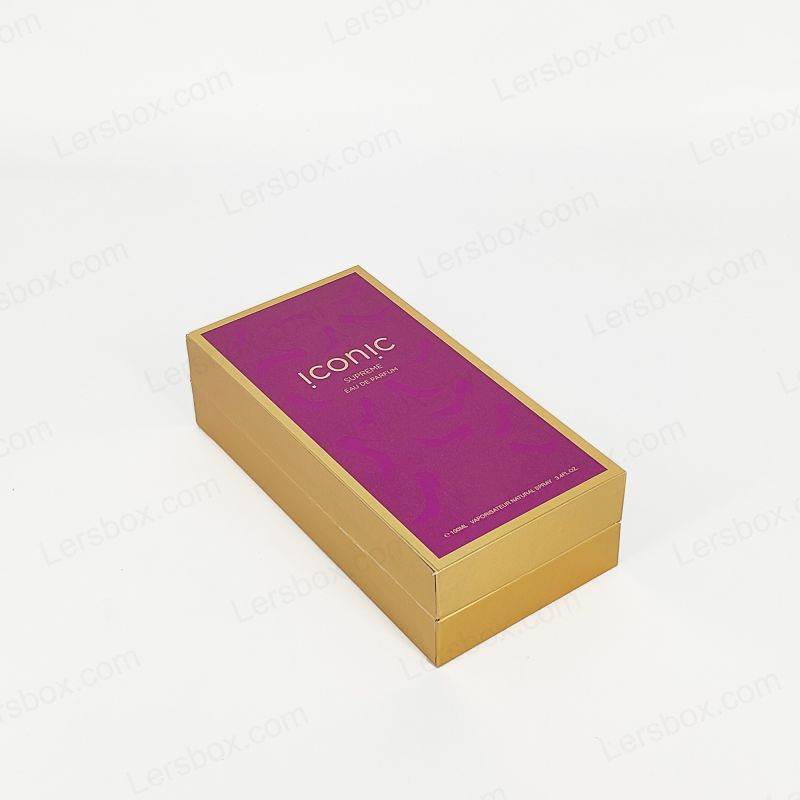 Elegant guldfolie stemplet parfumeboks med EVA -bakke og håndlavet stift design HP014