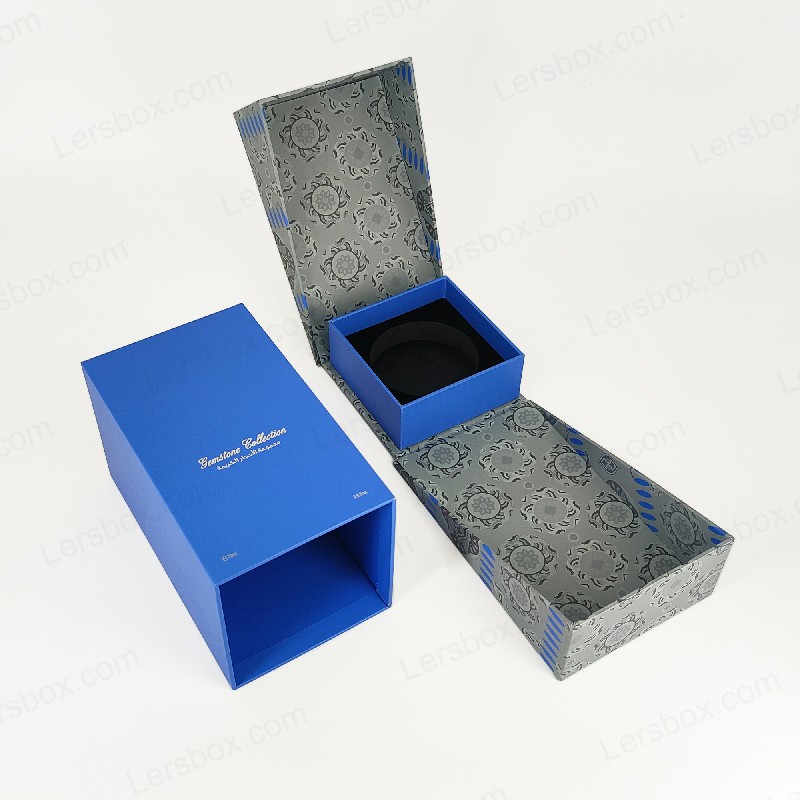 Premium guldfolie parfumeboks med EVA skumbakke og robust låg og basisdesign HP029