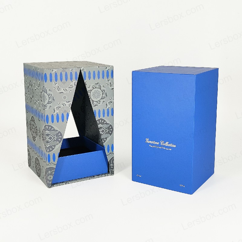 Premium guldfolie parfumeboks med EVA skumbakke og robust låg og basisdesign HP029