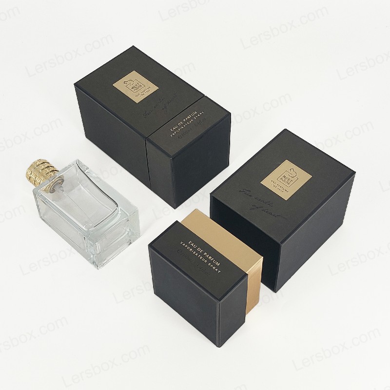 Guldfolie parfumeboks med stift låg, base og eva skumbakke til luksuriøs display HP034
