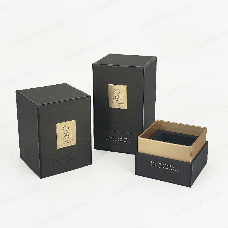 Guldfolie parfumeboks med stift låg, base og eva skumbakke til luksuriøs display HP034